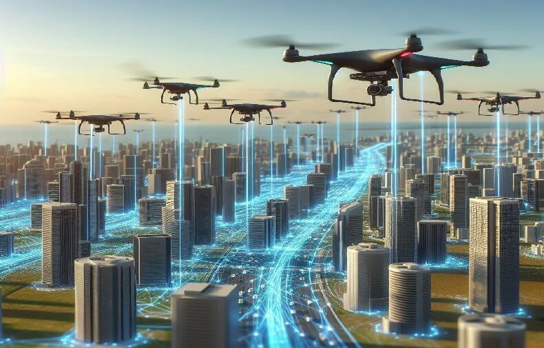 Drones  criam mapas detalhados e modelos 3D, essenciais para projetos de engenharia e planejamento urbano.